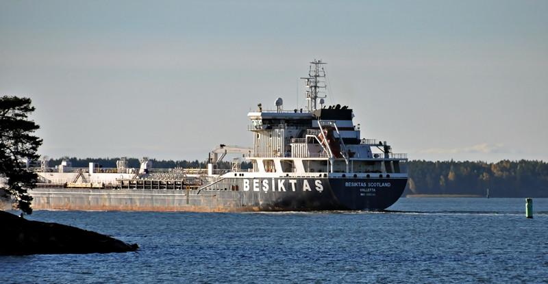 BESIKTAS SCOTLAND. rakennettu 2007, Cicek Shipyard Marine Industry Istanbul, Turkey. 147x22m. Öljy/kemikaalitankkeri. Besiktas Group, Turkki. Lippu: Malta